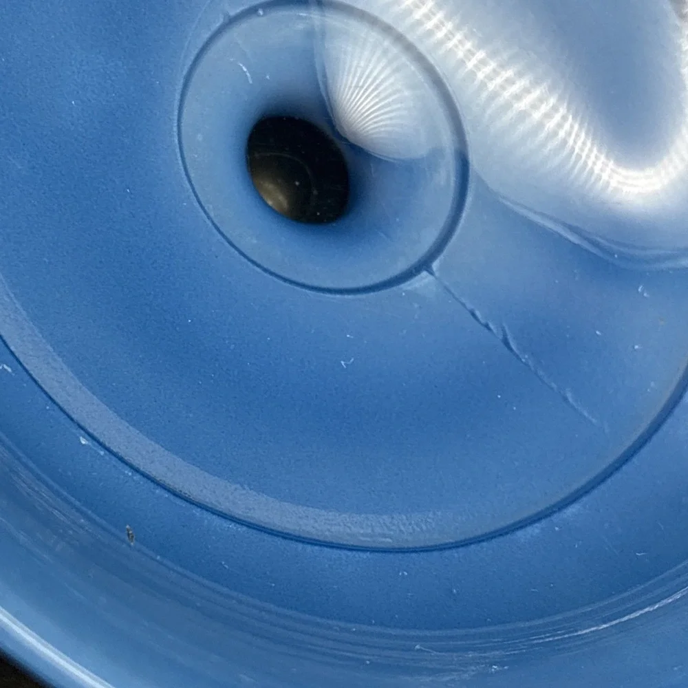 Vintage MCM A.L. Randall Frosted Blue Glass Pedestal Bowl Ribbed Base Compote